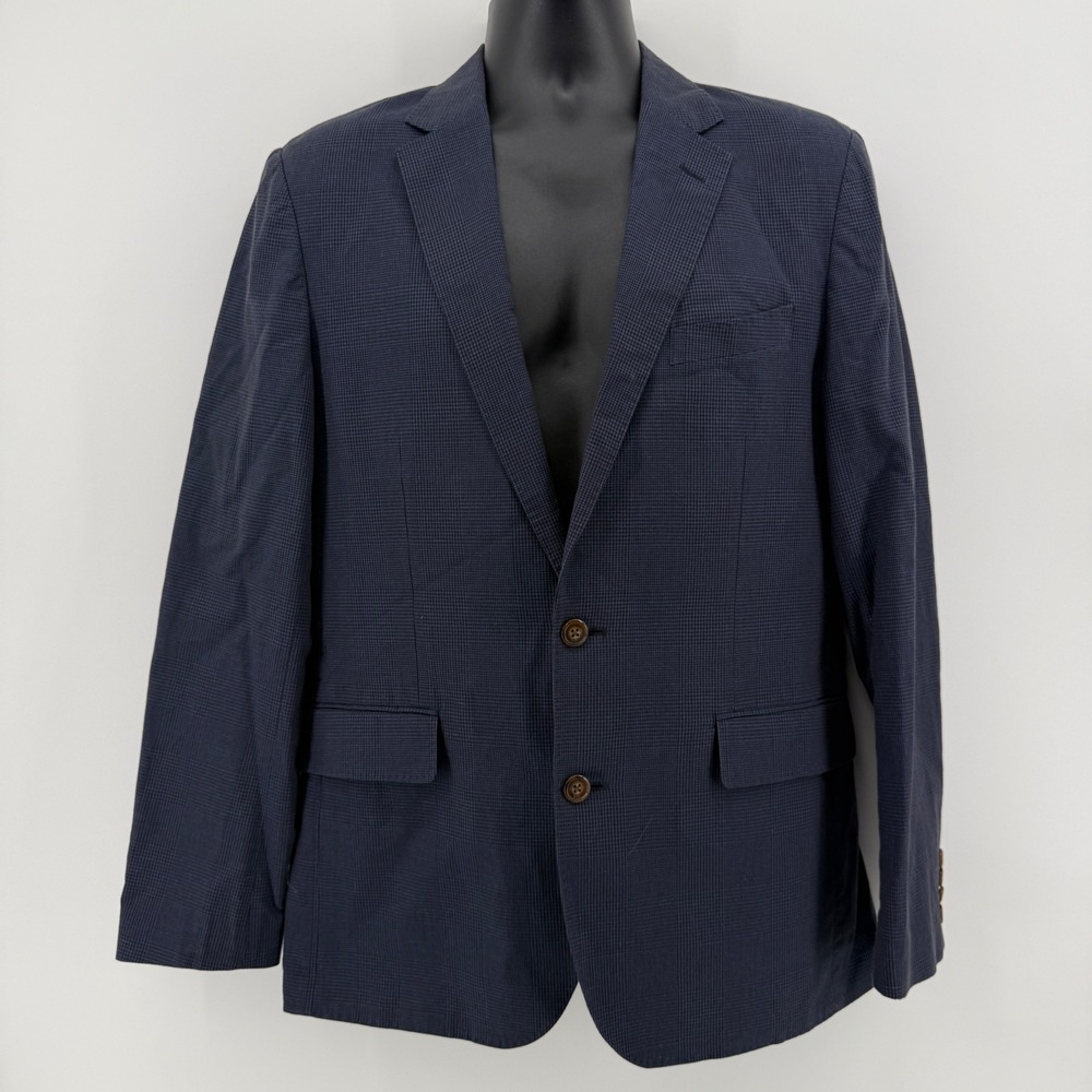 J.Crew Ludlow Slim Blazer 38R Blue Check Linen Blend Somelos Sport Coat